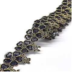 Dekorative Aufnäher, Aufnäh-Applikationsaufnäher, 3 Yards 65 mm bestickter bunter Blumen-Spitzenbesatz-Aufnäher for Nähen, Basteln, Bekleidungszubehör (Farbe: Rot) (Farbe: Rot) (Farbe: Rot) (Color :