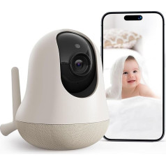 Nooie 2K Baby Monitor with Local Memory Baby Monitor with Wine Detection, AI Motion Tracking, Super IR Night Vision, Works with Alexa, Two-Way Audio, Motion and Sound Detection