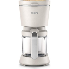 Philips HD5120/00 Conscious Collection Filter Coffee Machine, Organic, 100% Bio-Based Plastic, Sustainable, Drip Stop, Shut-Off Function, Glass, Cream