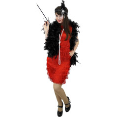 Damen Flapper Fancy Dress Kostüm-Set rot 1920 's Flapper Kleid + Feder BOA + Genickstück + cigerette Halter + Perle Perlen Charlston Kleid