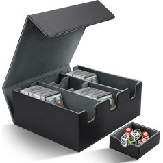 viriech Trading Card Storage Boxes, Magnetic Trading Card Box, Playing Card Box with Dividers, Cards Deck Box for Magic Commander Yugioh Sports Cards (Black)