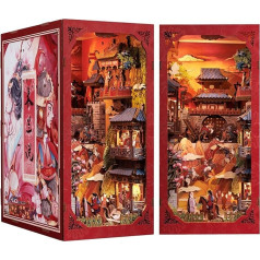 CUTEBEE Book Nook Kit - DIY Dollhouse Miniature House Building Kit with Dust Cover and LED Light, Booknook Model Kits for Adults to Build (The Legend of Mulan)