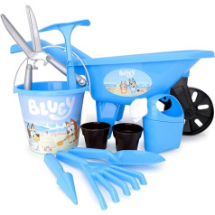 Toyland® Bluey 11 Piece Garden Set - Bucket, Watering Can, Flower Pots, Garden Tools and Wheelbarrow Included - Outdoor Garden Toys