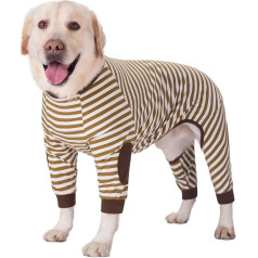 Large Dog Clothes Dog Pyjamas Flexible Zipper Striped Dog Jumpsuit Costume Clothing for Medium Dogs Large Dogs (9, Brown)