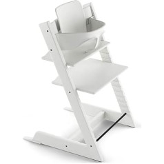 Stokke Tripp Trapp High Chair with Baby Set (White), Beech Wood, Adjustable, Adaptable Chair for Toddlers, Children & Adults