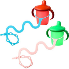 Goji Baby 2 Pack Bottle Tightener - Sippy Cup Holder - Safety Strap for Sippy Cup and Toy - Keeps Essentials in Reach for 0-36 Months - Blue and Pink