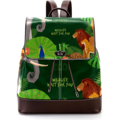 Welcome To The Zoo Elephant Lion Peacock Giraffe Personalised School Bags Book Bags for Teenagers, Multicoloured, 27 x 12.3 x 32 cm, Backpack Backpacks, multicoloured