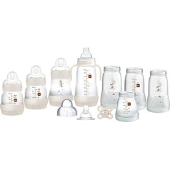 MAM Easy Start Anti-Colic Starter Kit for Newborns, Self-Sterilising with Bottle and Pacifier, Accessories for Newborns, White (Designs May Vary)