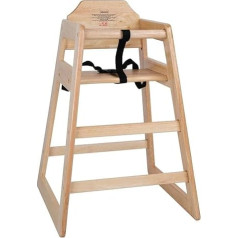 Bolero Langlebiger, sicherer Holzhochstuhl für Babys und Kleinkinder | Natürliches Finish | Sitzhöhe: 500 mm | Geeignet für Kinder bis zu 36 Monaten | Inklusive 3-Punkt-Gurt | DL900
