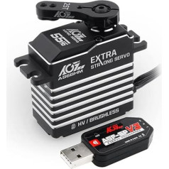 AGFRC 55 kg Digital Steering Servo High Torque Programmable - Full Metal Gear Brushless Servo for 1/8 1/10 RC Models, Control Angle 180° (A86BHM & AGF-SPV3)