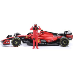 Ferrari SF-23 Carlos Sainz No. 55 Season 2023 Formula 1 F1 - Scale 1/24 23 cm Model Car with Pilot Figure DieCast Bburago 18-26809-55