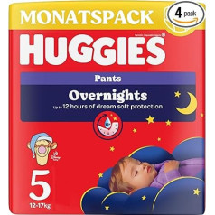 Huggies Overnight Pants Size 5 (12-17 kg), Monthly Nappies Box, 96 Pieces (4x24), Night Nappy Pants