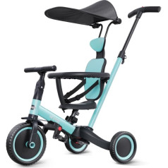 Newyoo - Tricycle for Toddlers 1-3, Toddler Tricycle with Push Handle and Canopy, Toddler Bike, Birthday Gift and Toy for Girl & Boy, 6 in 1 Baby Trike, Balance Bike, TR009, Blue