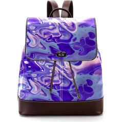 Personalised School Bags Book Bags for Teenagers, Abstract Art, Acrylic, Purple Marble Texture, Multicoloured, 27 x 12.3 x 32 cm, Backpack Backpacks, multicoloured