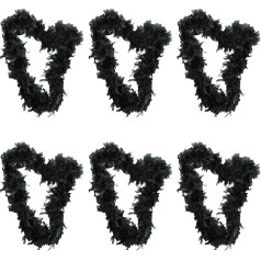 6 Pcs Black Feather Boa Accessories 180cm Long 80g Feather Boa Hen Night Fancy Dress Accessories