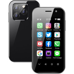 Hipipooo Mini Smartphone Unlocked, 4G Mobile Phone 3.0 Inch, Dual SIM Card, 2600 mAh Battery, 2MP + 5MP Camera, Face Unlock, Children's Phone (Black, 2GB+16GB)