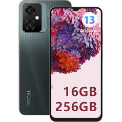 OSCAL Tiger10 Android 13 Smartphone Without Contract, 16GB + 256GB, Octa Core 90Hz 6.56 Inch HD+ Display, 5180 mAh 50MP Camera, Fingerprint, GPS, Dual SIM 4G Simlock-Free Mobile Phones