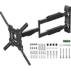 GINKGO TV Wall Mount Swivelling, 720 mm Long Arm TV Mount Wall for 32-65 Inch TV, Tilting and Swivel Corner TV Mount, Up to 35 kg, Max VESA 400 x 400 mm