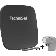 TechniSat SATMAN 65 PLUS Satellite Dish for 8 Subscribers (65 cm Satellite Complete System, Mirror with Mast Mount and UNYSAT Universal Octo LNB in Weather Protection Housing) Grey