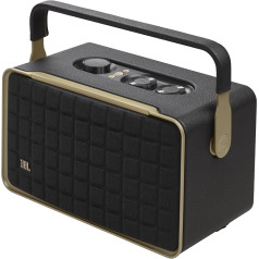 JBL Authentics 300 Portable Smart Home Speaker - 70s Retro Design Bluetooth Box - With Google Assistant, Alexa, AirPlay and JBL One App - Black