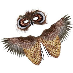 Tomaibaby Owl Wings Mask Set Children's Owl Costume Accessories Animal Costume Half Mask for Masquerade Dress Up Prop