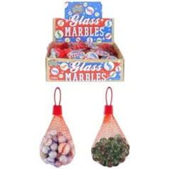 The Home Fusion Company Classic Glass Marbles for Kids - 50 Marbles in Net