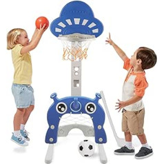 Children's Basketball Hoop Set, 4-in-1 Height-Adjustable Basketball Stand & Football Goal, Golf Game, Ring Throw, Children, Baby,