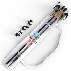 PanDurance® Carbon Nordic Walking Poles - 100% 3K Carbon Equipment | Telescopic Running and Hiking Pole - Extremely Robust and Lightweight | All-Around Natural Cork Comfort Grip, Waterproof Bag