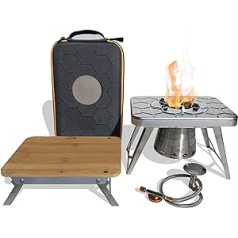 nCamp Kitchen to Go 4 Piece Bundle Portable Compact Camping Stove ISO Propane Adapter Bamboo Chopping Board Carry Bag