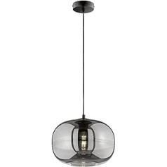 Fischer & Honsel Pendant Light, Ink, Matte Black, Glass, Smoke/Grey, D: 29.50 cm, Projection Ceiling: 140.00 cm, 1x E27 Max. 60 Watt, 60738
