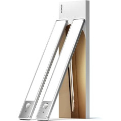 EZVALO Cabinet Lighting LED 30 cm with Motion Sensor Pack of 2 Cabinet Light Motion Sensor Bright LED Sensor 5000 K Night Light Rechargeable Cabinet Lighting Cabinet Lights Stairs Hallway Drawer