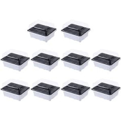 Bestomz Indoor Greenhouse Propagator Box, Pack of 10 Mini Greenhouse Propagation Set with Raised Lids, Plastic Germination Trays, Plant Trays for Greenhouse Garden House (12 Germination Boxes)