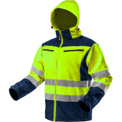 NEO Warning softshell work jacket with hood, yellow, size L
