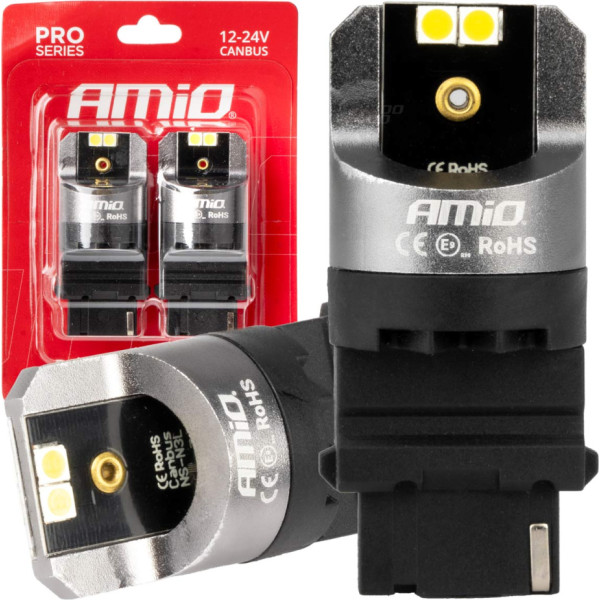 LED bulbs canbus pro series 3156 p27w 4x3030 smd white 12/24v amio-03587