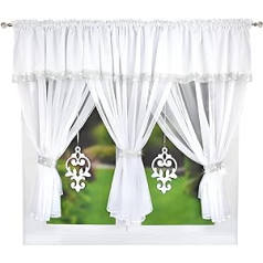 Flying Curtains Decorative Set Curtain with Drawstring Valance Lambrequin and Pendant Window Decoration Delicate Curtain 400 x 150 cm for Bedroom Children's Room Living Room Kitchen Room Decoration
