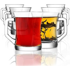 LAV Coffee Glasses with Handle, 12 Pieces, 220 ml, Lead-Free Latte Macchiato Glasses, Tea Glasses with Handle, Mulled Wine Glass, Coffee Glasses, Coffee Cups, Glass Cups for Hot Drinks, Cappuccino