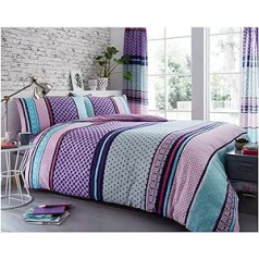 GC GAVENO CAVAILIA Striped Geometric Duvet Cover Luxury Poly Cotton Blend Soft Duvet Covers Chart Stripe Berry Double