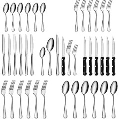Gifcomda Cutlery Set, 36-Piece Stainless Steel Cutlery Set for 6 People, Highly Polished Cutlery Set with Steak Knife, Knife, Fork Spoon, Dishwasher Safe