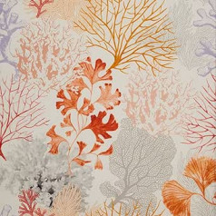 Kt KILOtela - Decorative Fabric Half Panama Digital Print Organic Cotton Lightweight Covers Cushions Tablecloths Curtains Curtains 100cm Length x 280cm Width Queensland Orange Purple 1 Metre