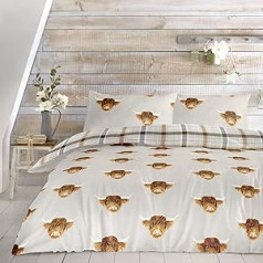 Fusion Highland Cow Easy Care Duvet Cover Set, Polycotton, Ochre Yellow, Super King