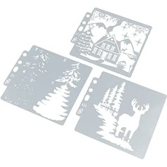Christmas Stencils Drawing Lace Ruler Spray Pattern Masking Template Craft Hollow 9 Pieces Cute Sketch Colour Stencil