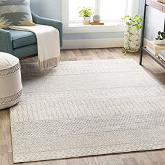 Surya Buenos Aires Rug for Bedroom, Living Room, Dining Room, Hallway, Modern Boho Rug, Geometric Pattern, Soft Scandinavian Living Room Rug, Silver Grey, Grey, Ivory, 130 x 180 cm, Large