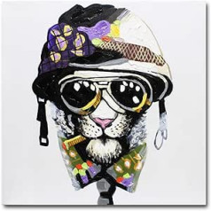 Fokenzary Hand-Painted Painting Smoking Dog With Hat And Sunglasses On Canvas Wall Decor Ready to Hang