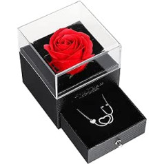HSWYFCJY Preserved Eternal Rose, Black Flower Box with Gift, Rose Gifts for Women for Valentine's Day, Mother's Day, Anniversary, Birthday for Mother, Sister, Wife