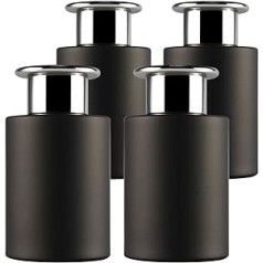 Frandy House Black Glass Diffuser Bottles with T-shaped Silver Caps, 4 Pieces 4.2 Inch High, 120ml Capacity, Fragrance Accessories for DIY Sticks Kits (Black)