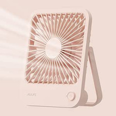 JISULIFE Table Fan, Battery Operated Small Fan, 180° Foldable Portable Fan, 4 Speeds Adjustable, Ultra Quiet for Home, Office, Outdoor Travel, Pink