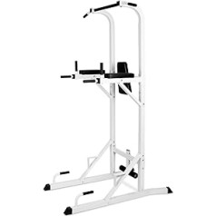 Klarfit KS04 Pull-Up Station, Power Station, Fitness Station, Abdominal Trainer, Push-Up Handles, Dip Handles, Leg Holder, Padded Forearm Supports and Backrest, up to 100 kg, White