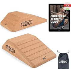 Squat Hero, Cork Squat Wedge Block, Perfect for Knee Over Toe and ATG Training, Patent Pending, Non-Slip Slanted Board, Deadlift Wedge, Calf Stretcher, Quantity 2