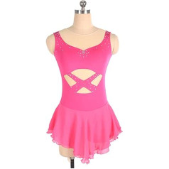 YDHTIZ Wintersport Eiskunstlauf Kleid Rose Rot Ärmellos Mädchen Gymnastik Trikot Wettkampf Kleider Ballerina Outfits Wettbewerb Training Athletic Weiblich