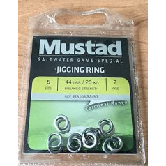 Mustad Jigs Ring Fishing Terminal Tackle (7 Pack), Multicoloured, Size 5